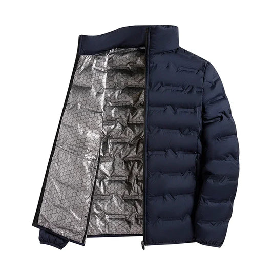 CHUJIE Winter white down jacket men's graphene self heating windproof pleated down jacket stand collar casual warm down jacket