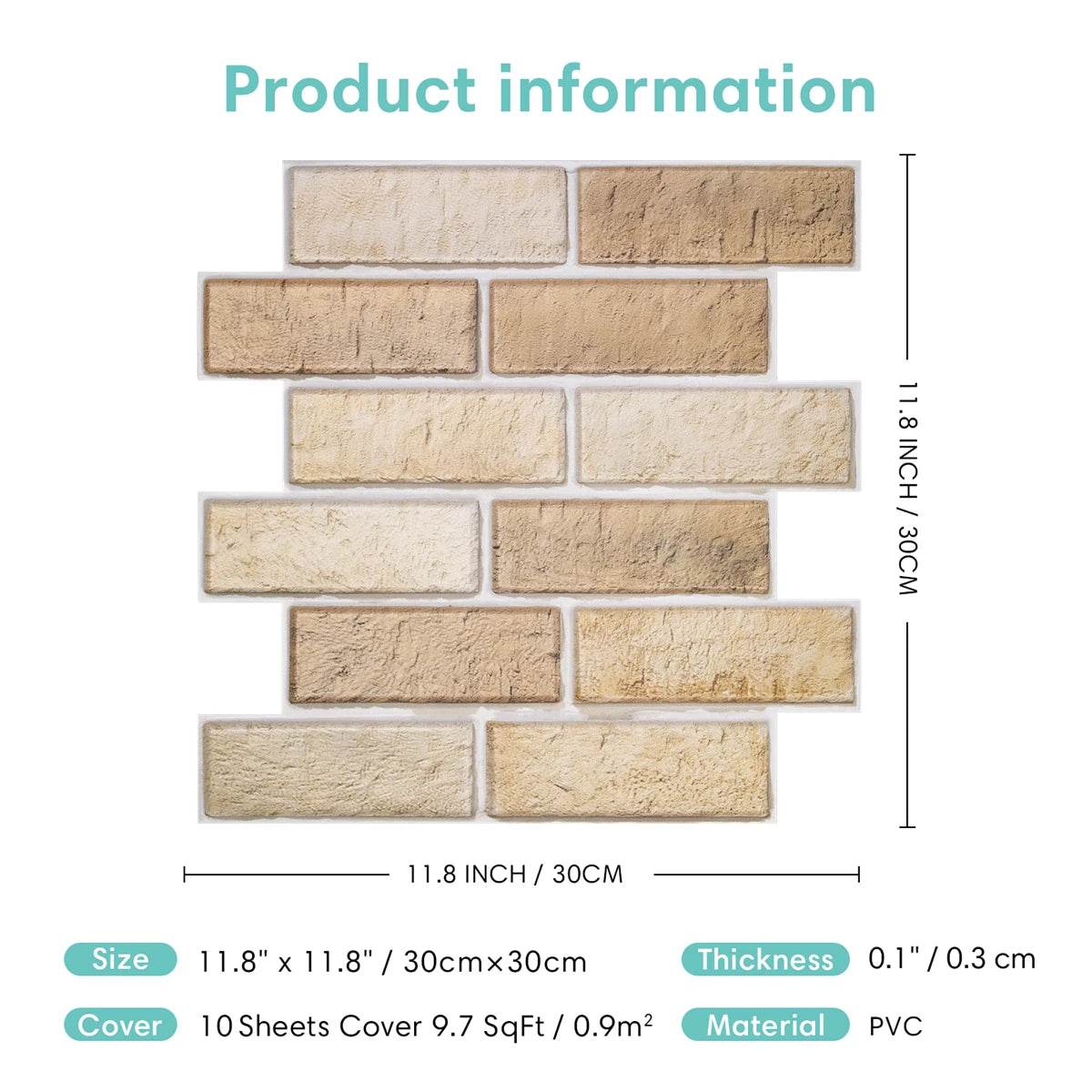 3D Wall Sticker Self-adhesive Faux Brick Wall Panel Peel and Stick Tile Backsplash for Kitchen Bedroom Waterproof Tile Sticker - P12 Hub Europe