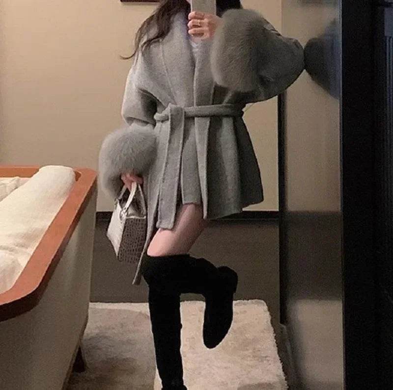 Loose Striped Wool Coat - P12 Hub Europe