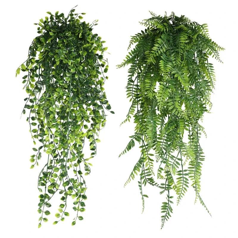 90cm Persian fern Leaves Vines Home Room Decor Hanging Artificial Plant Plastic Leaf Grass Wedding Party Wall Balcony Decoration - P12 Hub Europe