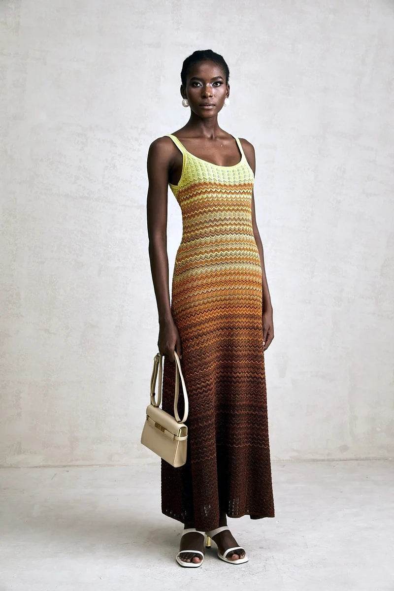 Knit Sleeveless Long Dress - Elegant Boho Chic - P12 Hub Europe