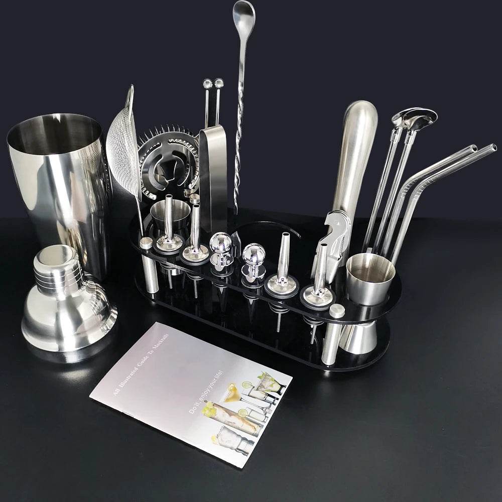 13-22Pcs 750ml 600ml Boston Cocktail Shaker Bar Tools Wine Mixer Set Bartender Cocktail Shaker Tool Kit with Holder - P12 Hub Europe