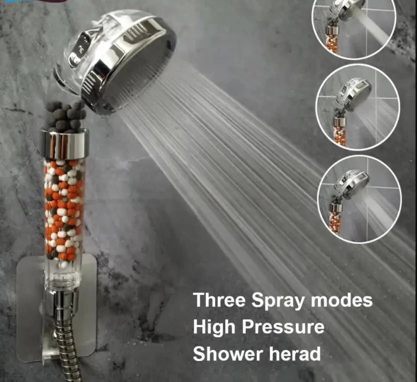 3 Modes SPA Shower Head High Pressure Saving Water Shower Filter Massage Shower Head Hook Hose Bathroom Innovative Accessories