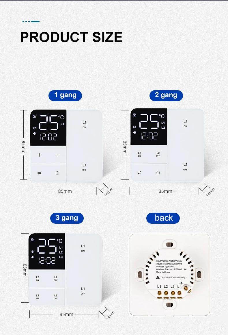 WiFi Smart Switch Temp Time 1-3 Gang - P12 Hub Europe
