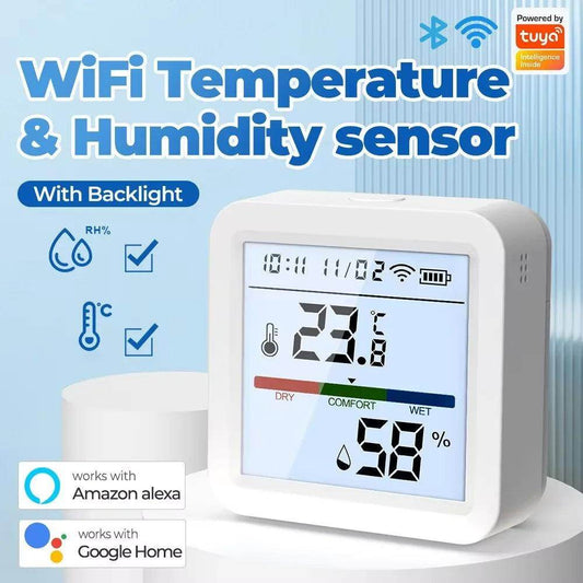 Temperature Humidity Sensor Tuya WiFi Work with Alexa and Google - P12 Hub Europe