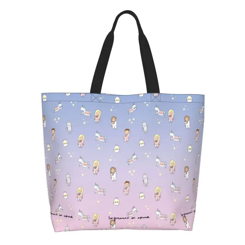 Cartoon Doctor Nurse Enfermera En Apuros Grocery Bags Large Capacity Aesthetic Merch For Woman Street Shoulder Bag