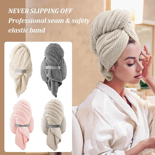 Microfiber Hair Towel Extra Large Wrap Quick Dry Hair Towel Wrap With Elastic Band , Ultra Absorbent Soft Hair Towel Wrap Turban - P12 Hub Europe