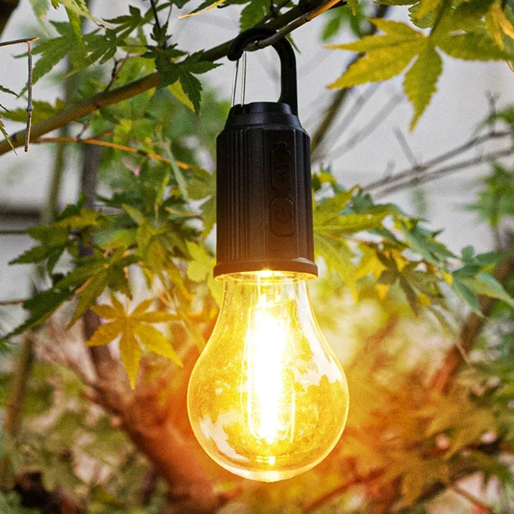 Portable LED Camping Light Type-C Charging Warm Light Camping Lamp with Hook Waterproof Lighting Lantern for Hiking Fishing