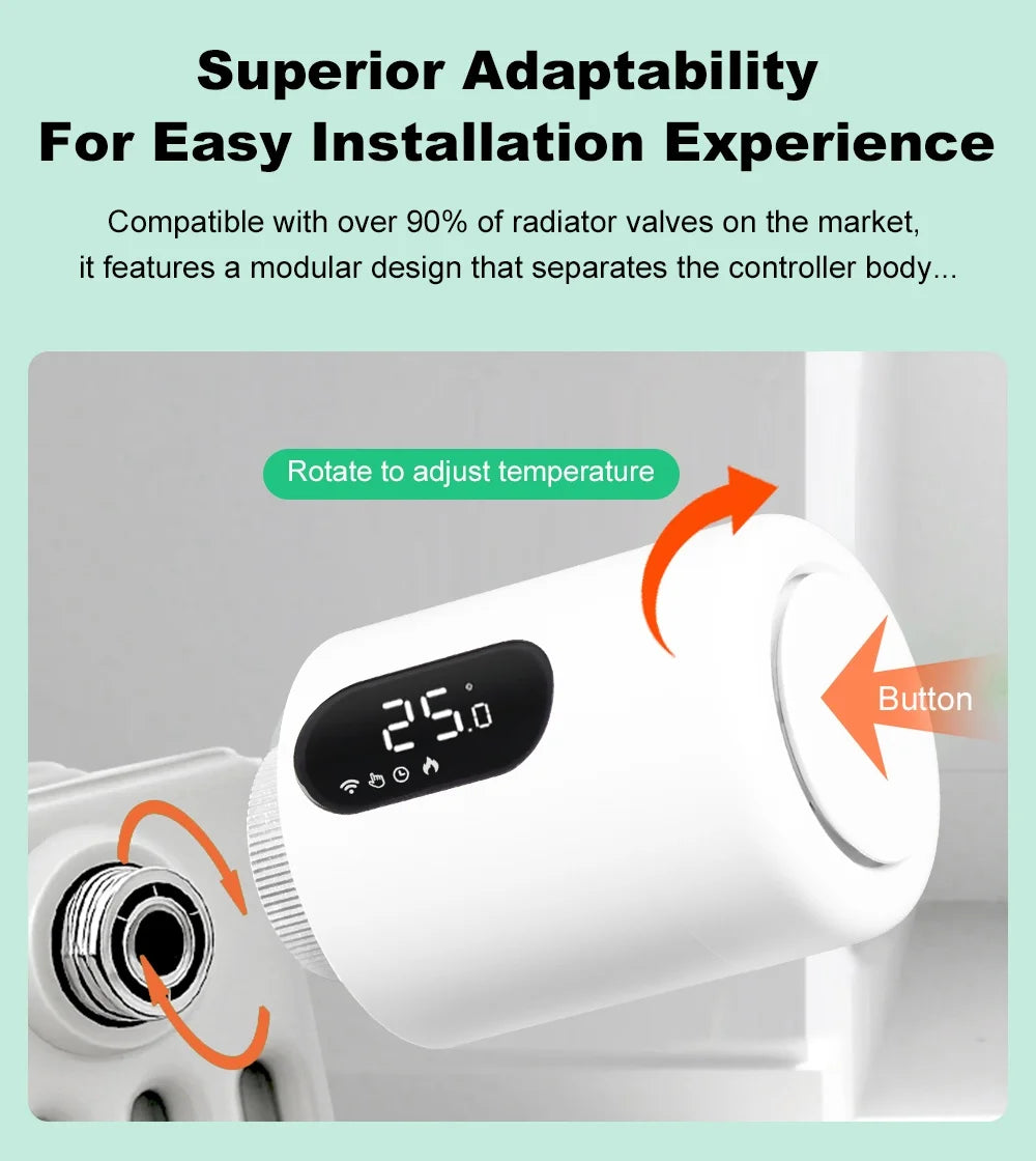 Tuya Zigbee3.0 Thermostat Radiator Actuator Smart TRV Valve Programmable Temperature Controller Works With Alexa Google Home