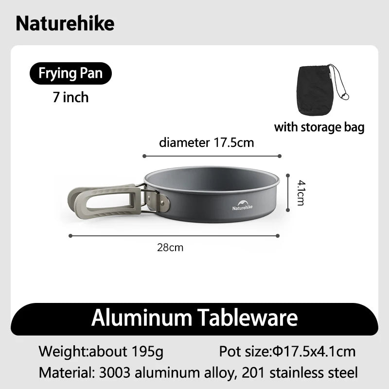 Naturehike Camping Cookware Outdoor Cooking Ultralight Aluminum Pot Kettle Tablewear Set Cool Camping Gear Kitchen Accessories
