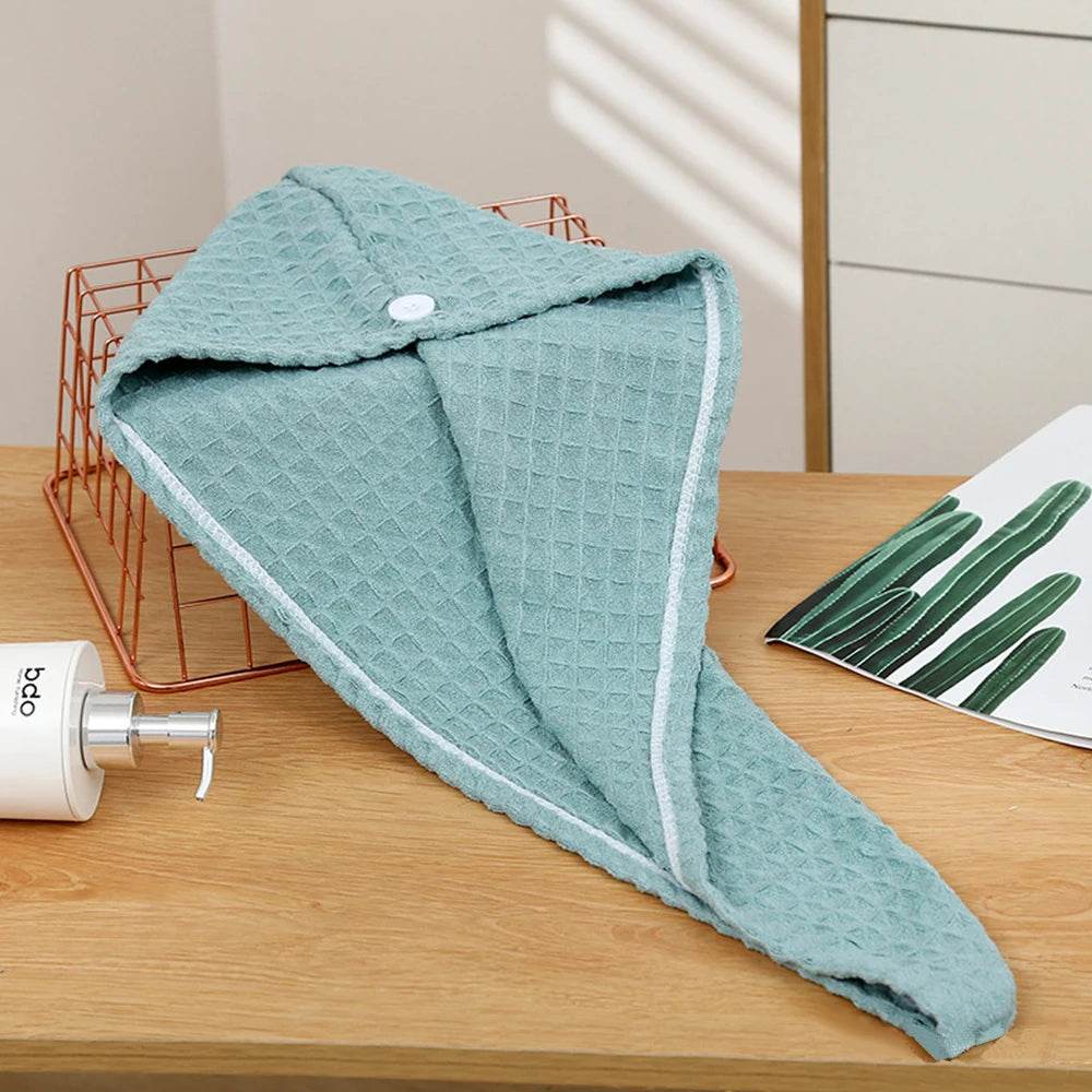 Waffle Drying Hair Towel for All Hair Style Microfiber Super Absorbent Quick Drying Hair Turban Reduce Frizz And Hair Damage - P12 Hub Europe
