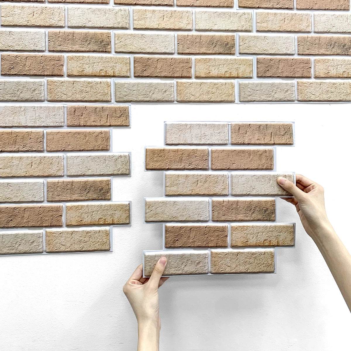 3D Wall Sticker Self-adhesive Faux Brick Wall Panel Peel and Stick Tile Backsplash for Kitchen Bedroom Waterproof Tile Sticker - P12 Hub Europe