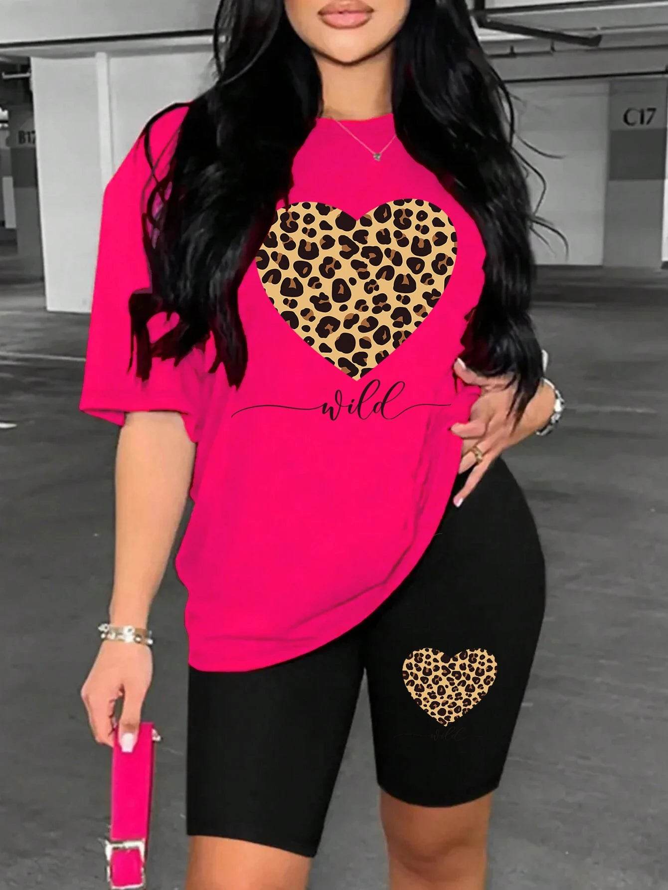 Leopard Heart Cartoon Shorts Set - P12 Hub Europe