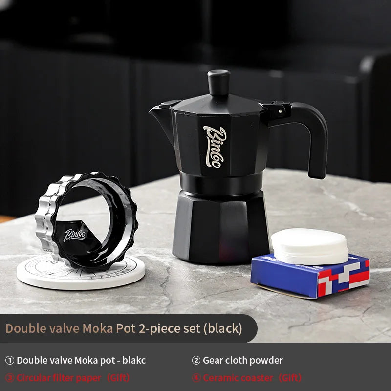 Bincoo Double Valve Moka Pot Coffee Espresso Machine Electric furnace Hand Brewed Coffee Italian Home Outdoor Barista Tools 220V