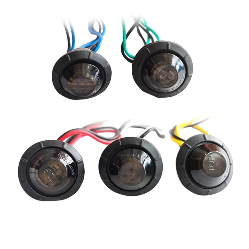10PCS Waterproof Side Marker Indicators Light LED 12V Bullet Lamp Mini 3/4"for Truck Trailer Tail Clearance Lights