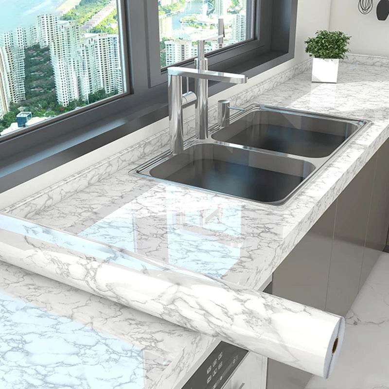 10M Marble Kitchen Oil-Proof Film Waterproof Self-adhesive Wall Tile Sticker Moisture-Proof Countertop Cabinet Cover Wallpaper - P12 Hub Europe
