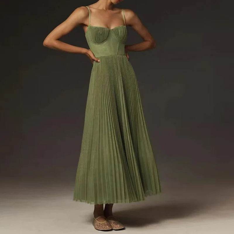 Summer Pleated Strapless Maxi Dress - P12 Hub Europe