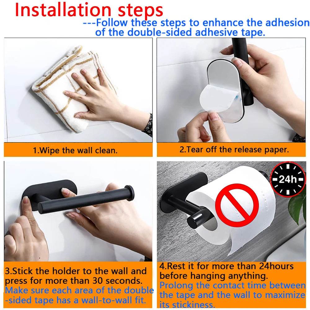 Adhesive Toilet Paper Holder Kitchen Roll Towel Rack Napkin Dispenser Absorbent Stand Tissue Hanger Bathroom Accessories - P12 Hub Europe