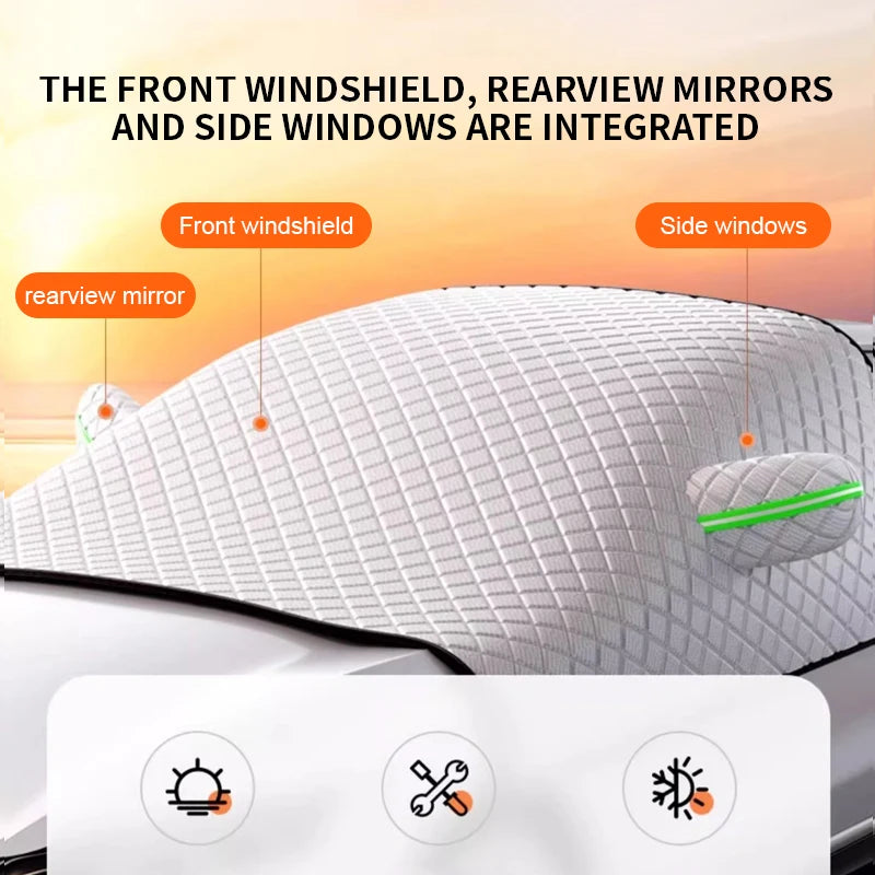 Summer Windshield Cover UV Reflective Sun Shade Waterproof 4-Season Universal Sun Protection Cover Winter Snow Shield Car Cover