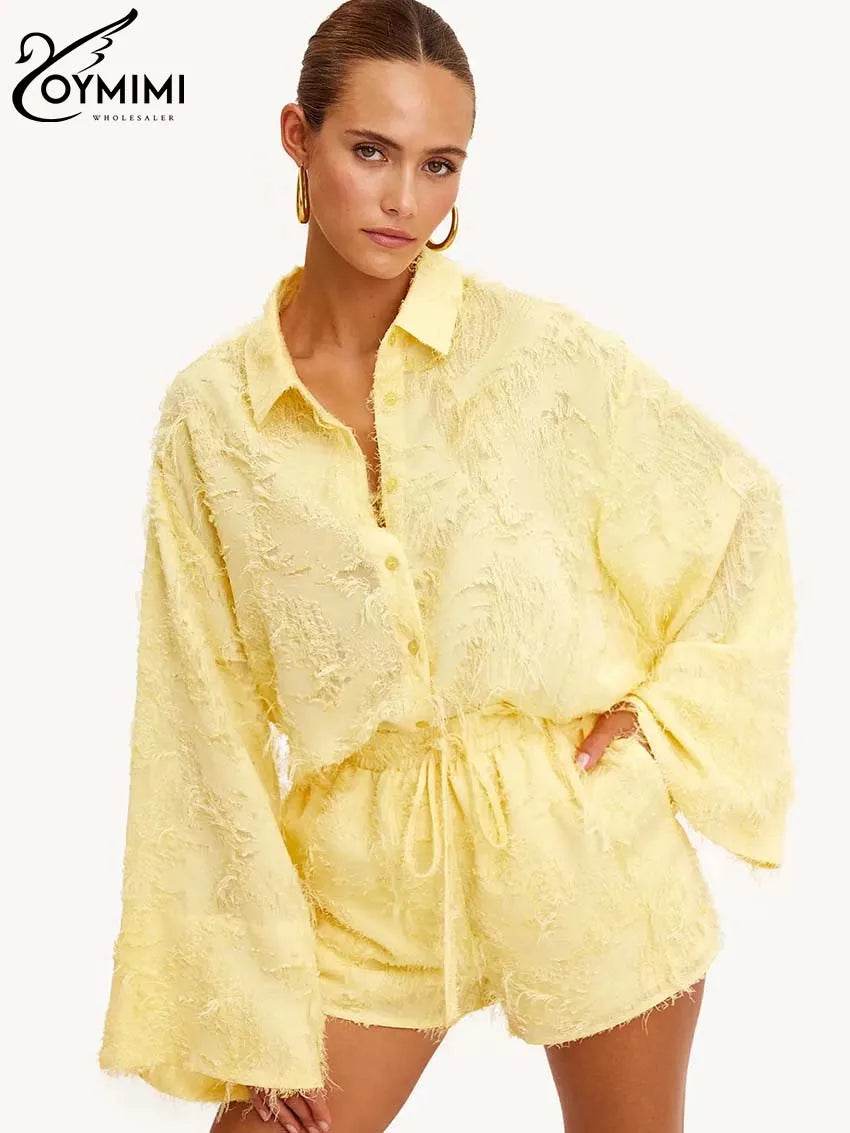 Oymimi Yellow Feather Shorts Set - P12 Hub Europe