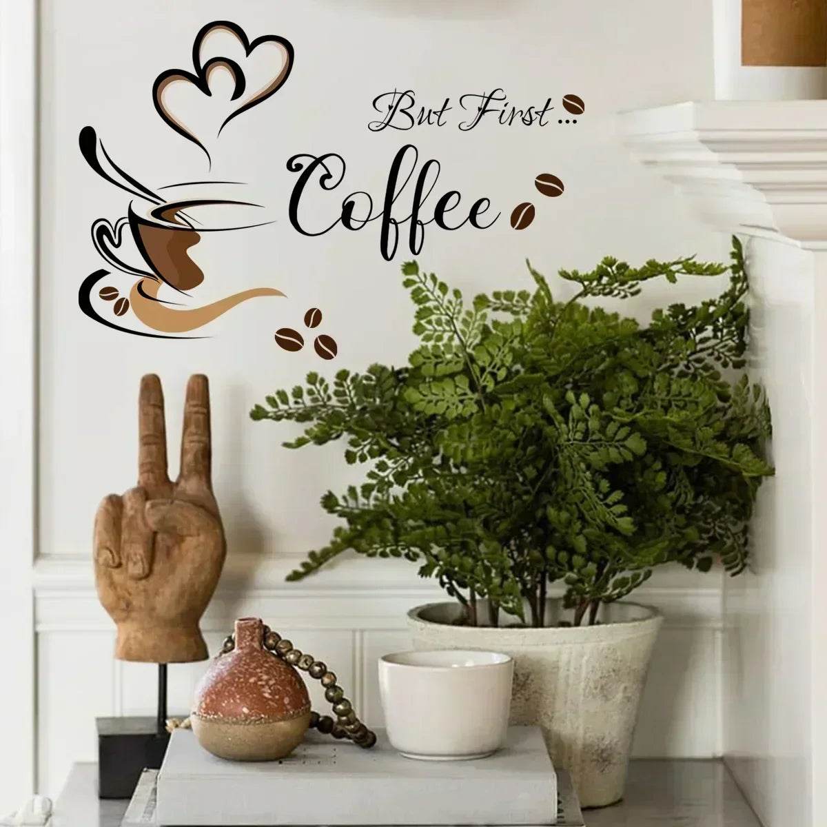 Coffee Cup Pattern Wall Stickers DIY Cafe Restaurant Living Room Home Decoration Self-adhesive Hand Carved Kitchen Wallpaper - P12 Hub Europe