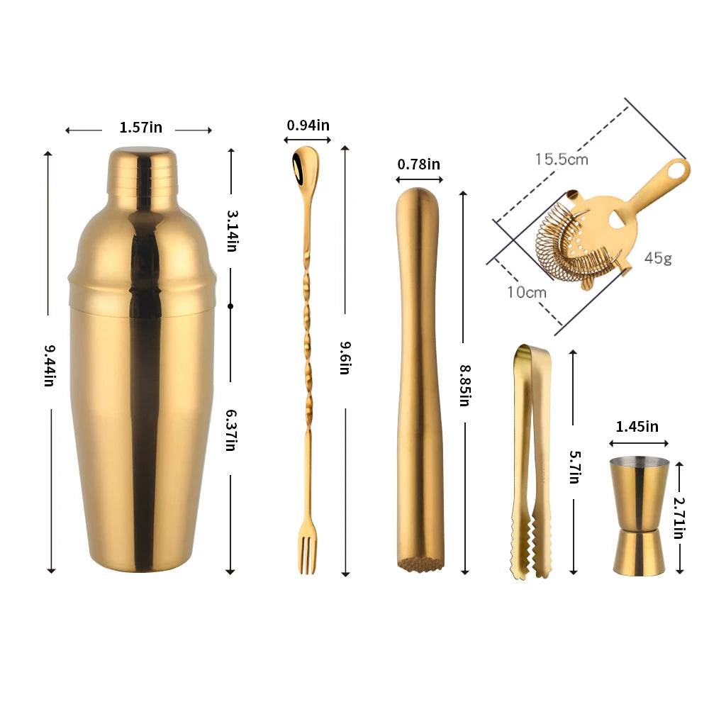 1-8PCS 750Ml Stainless Steel Bar Cocktail Shaker Set Bartender Tools Moijto Muddler Wine Bottle Stopper Cocktail Boston Barware - P12 Hub Europe