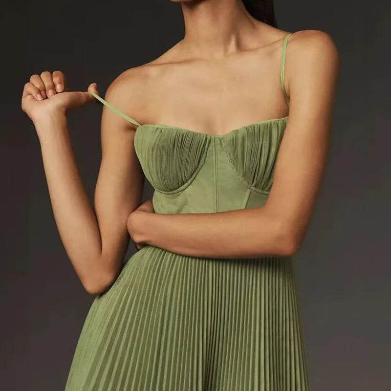 Summer Pleated Strapless Maxi Dress - P12 Hub Europe