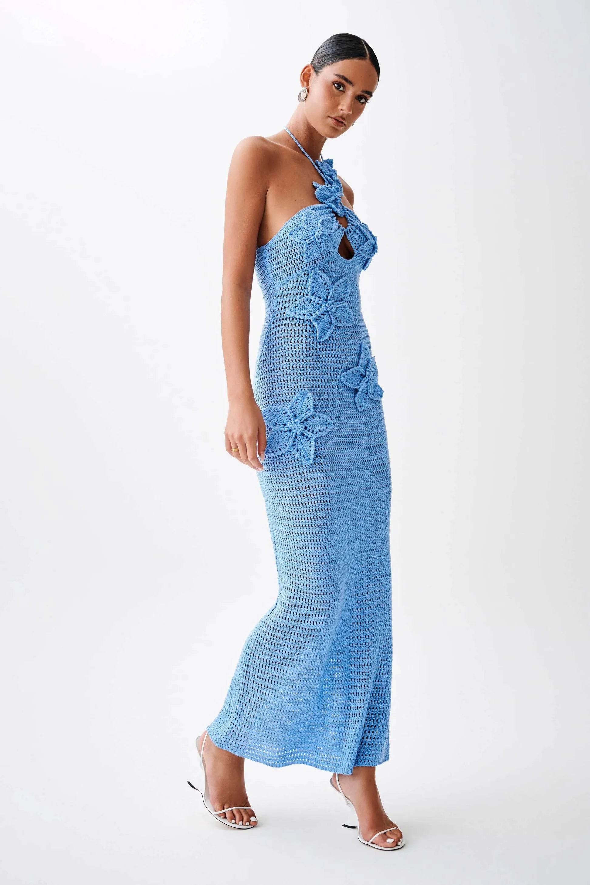 Women’s Beach Dresses Sexy Backless Knitted Long Dress Star Crochet Maxi Dresses 2024 Summer Women Beach Wear - P12 Hub Europe