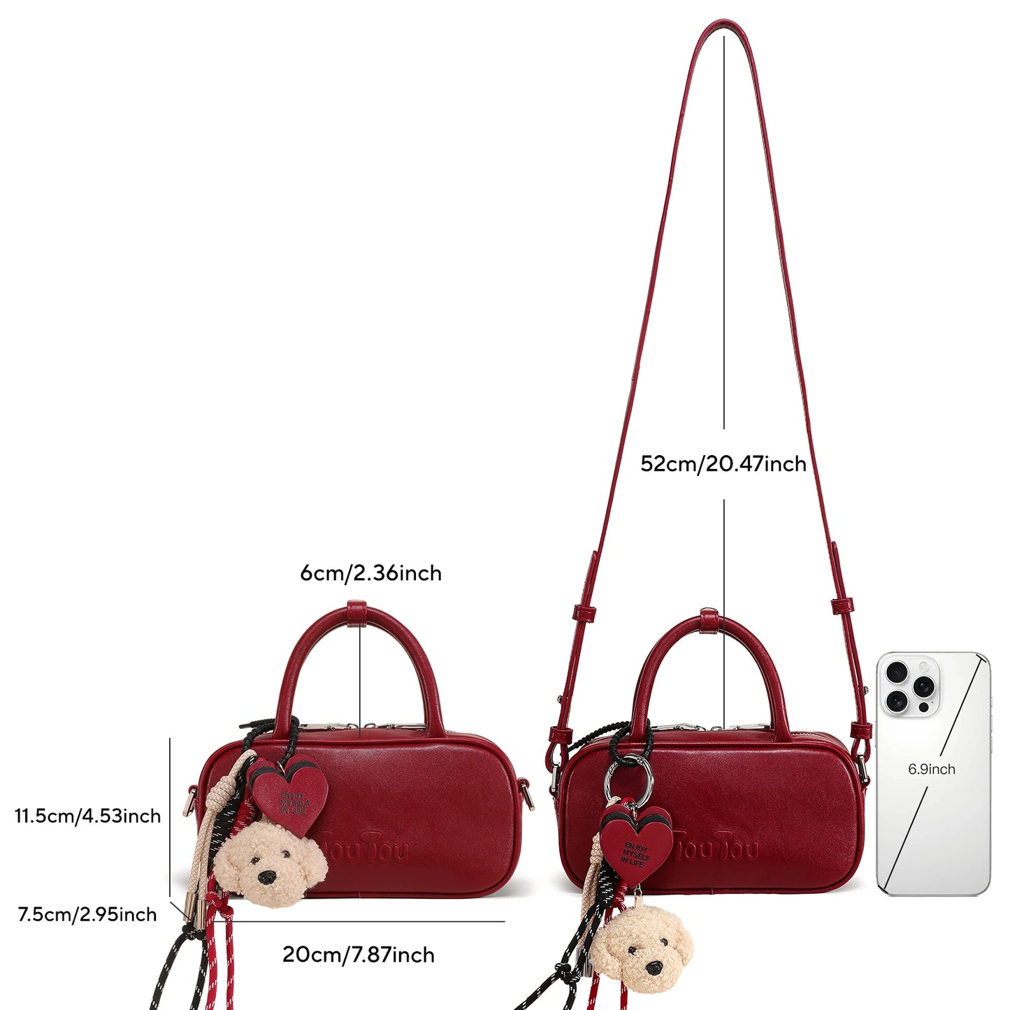TOUTOU Boston Bowling Bag Imitation Plant Tanning Autumn Single Shoulder Handheld Crossbody Mini Purse for Women Christmas Gift