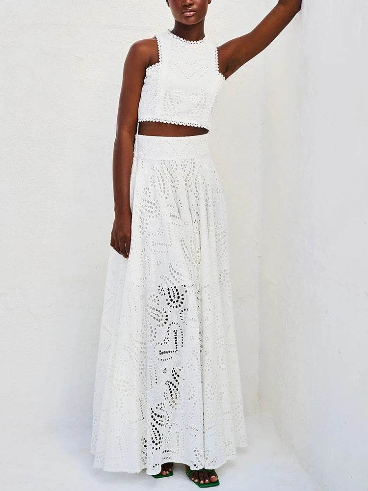 Embroidery Hollow Skirt Set - P12 Hub Europe