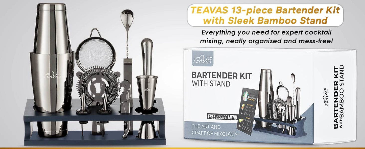 TEAVAS 25 Pieces Mixology Bartender Kit with Cocktail Shaker & Japanese Jigger - Cocktail & Alcohol Mixer Shaker Set - barware - P12 Hub Europe