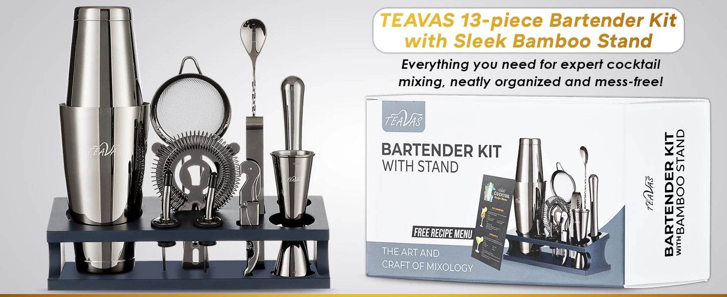 TEAVAS 25 Pieces Mixology Bartender Kit with Cocktail Shaker & Japanese Jigger - Cocktail & Alcohol Mixer Shaker Set - barware - P12 Hub Europe
