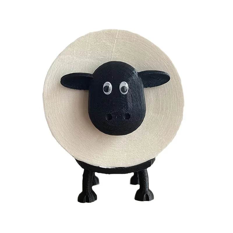 1pcs Sheep Toilet Roll Holder - Funny Toilet Paper Holder Free Standing Bathroom Set - 3D Printed Black Sheep Loo Roll Holder - P12 Hub Europe