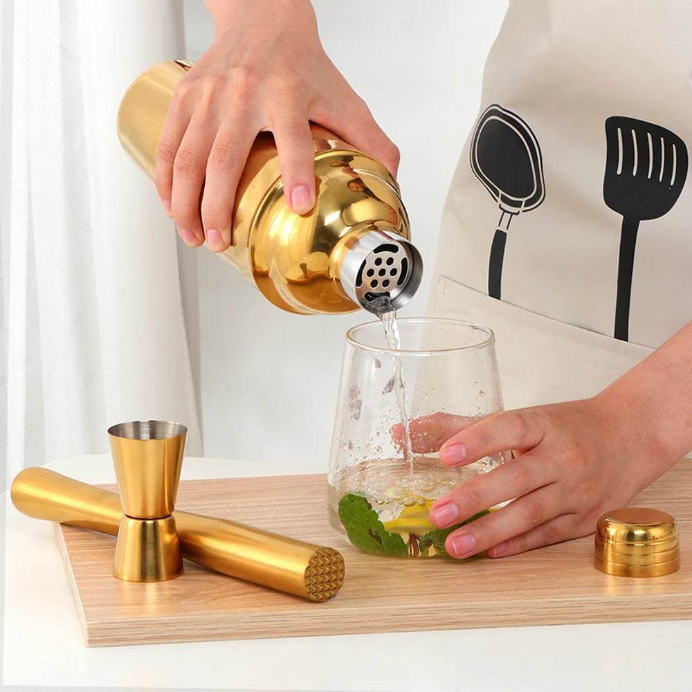 1-8PCS 750Ml Stainless Steel Bar Cocktail Shaker Set Bartender Tools Moijto Muddler Wine Bottle Stopper Cocktail Boston Barware - P12 Hub Europe