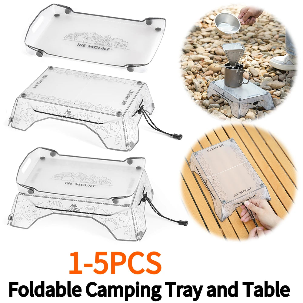 1-5PCS Foldable Camping Tray Ultralight Small Backpacking Table Portable Outdoor Fishing Furniture Multifunctional for Picnic