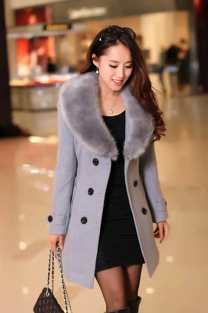 Warm Korean Fur Collar Coat - P12 Hub Europe