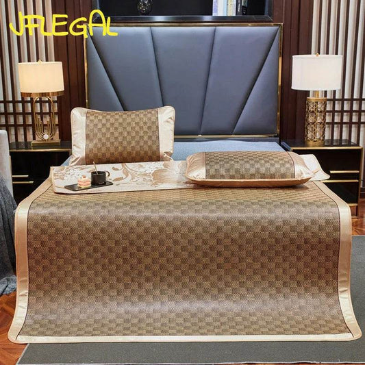 JFLEGAL Summer Natural Rattan Mat 2024 New Ice Silk Jacquard Soft Physical Cooling Wormwood Mat Bedding Dormitory Mattress Cover - P12 Hub Europe