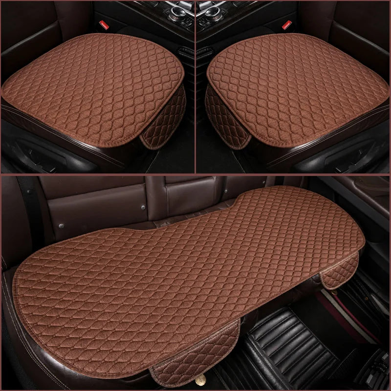 3Pcs Cotton and linen Car Seat Cover Set Universal Car Seat Cover Cushion All Season Car Seat Protector Interior Car Accessories