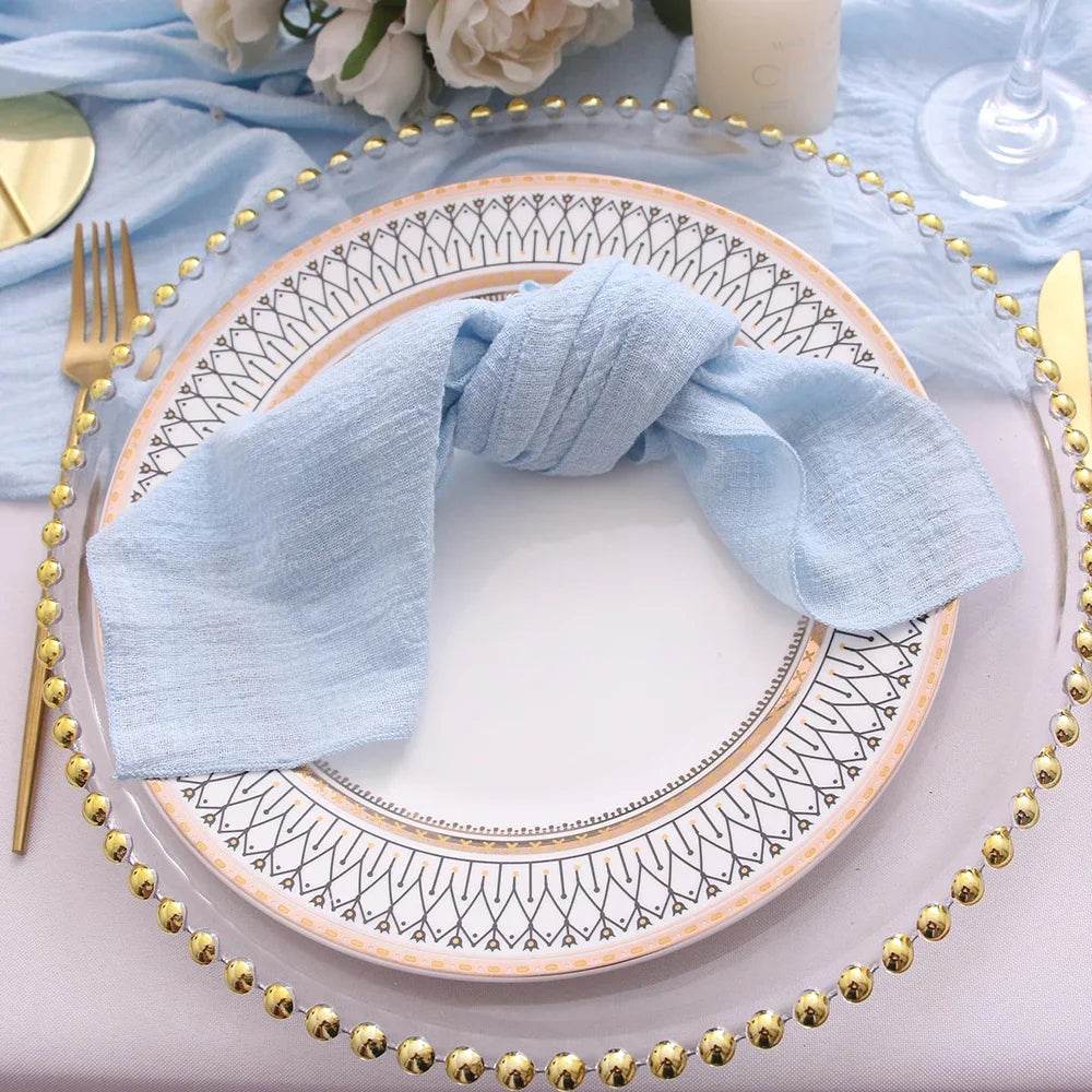 10pcs Cotton Cloth Napkins Gauze Fabric Blue 30x30cm for Wedding Party Birthday Tea Towel Table Baby Shower Christmas Napkins - P12 Hub Europe