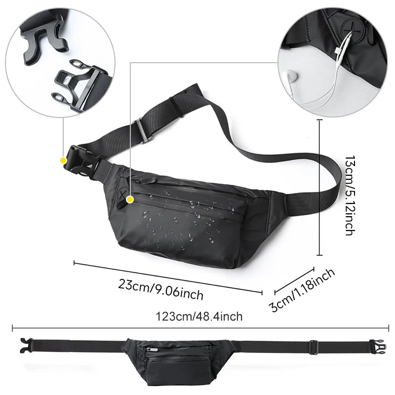 Waterproof Man Waist Bag Fashion Chest Pack Outdoor Sports Crossbody Bag Casual Travel Male Bum Belt Bag