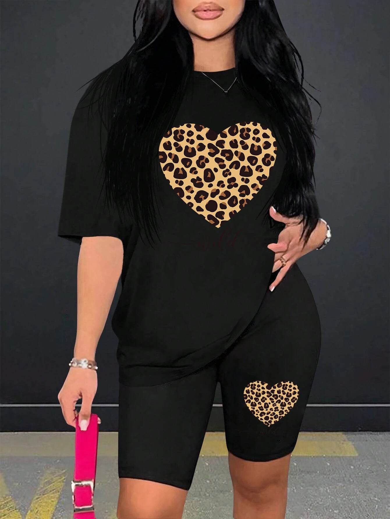 Leopard Heart Cartoon Shorts Set - P12 Hub Europe