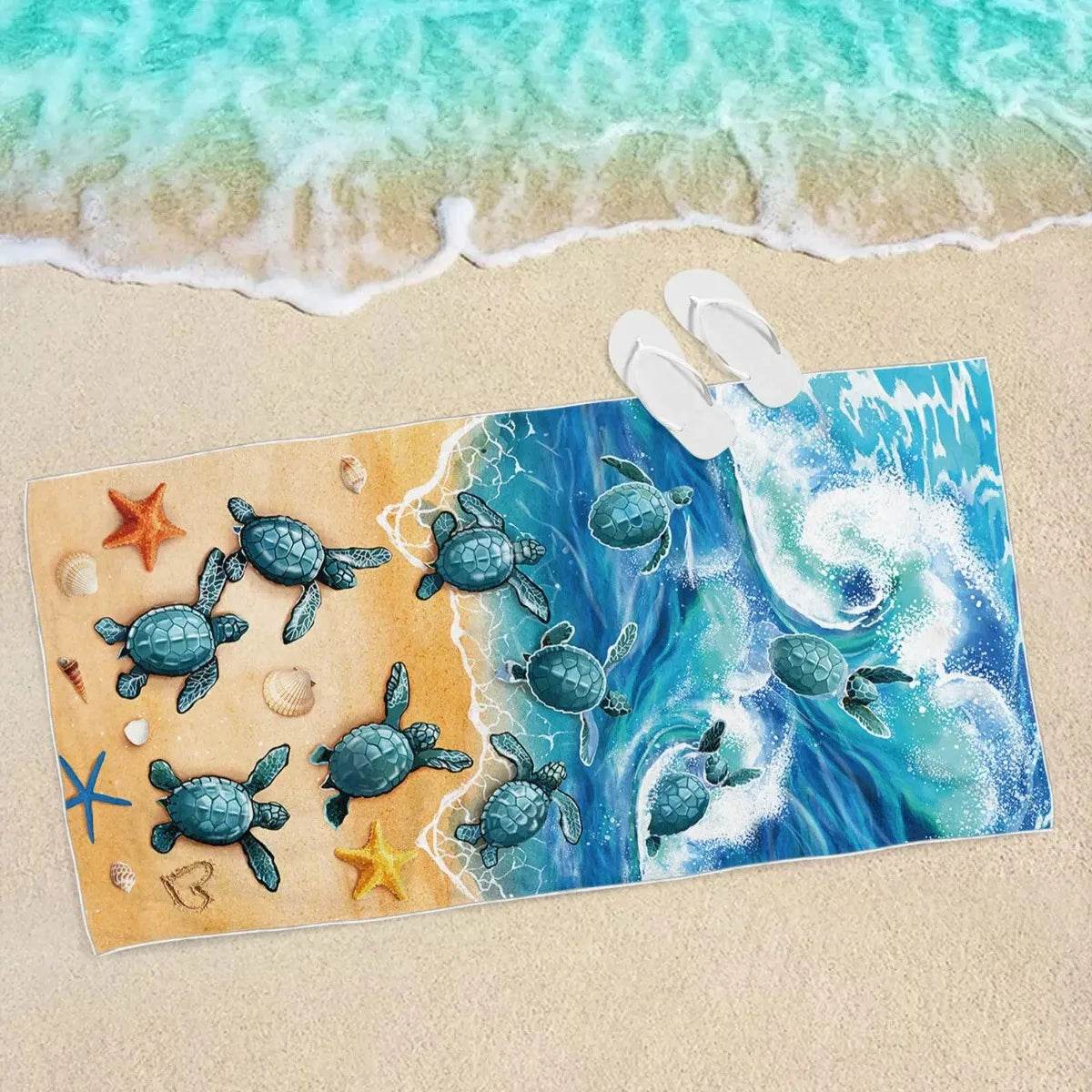 Dolphin Print Microfiber Beach Towel, Soft Absorbent Pool Towel, Sand-proof Swimming Towel, Beach Essentials, Travel Supplies - P12 Hub Europe