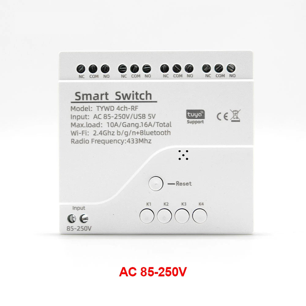 4CH Tuya Wifi Smart Switch AC 220V 85-250V 7-32V 10A Relay Intelligent Automation Module Controller Work With Alexa Google Home