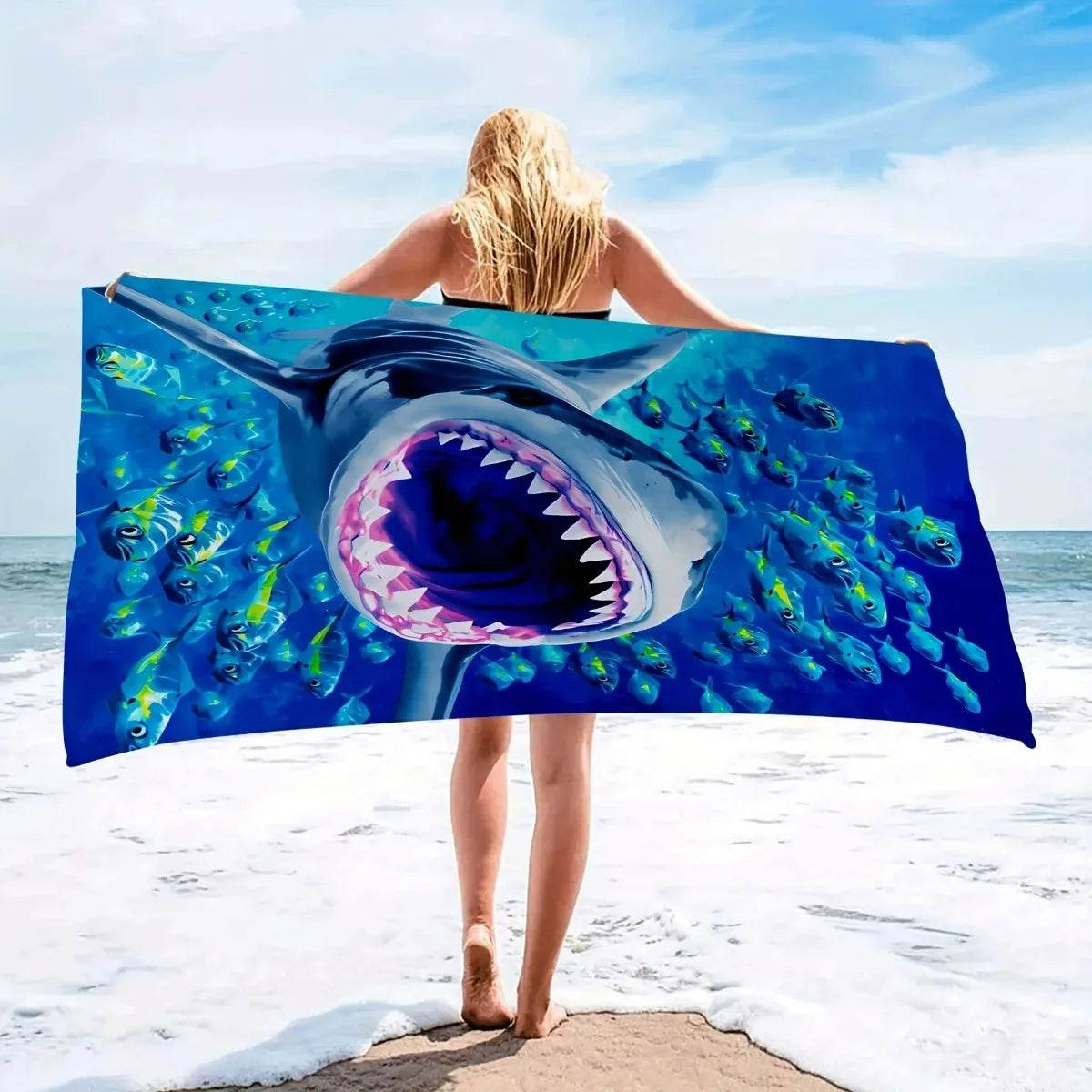 Dolphin Print Microfiber Beach Towel, Soft Absorbent Pool Towel, Sand-proof Swimming Towel, Beach Essentials, Travel Supplies - P12 Hub Europe