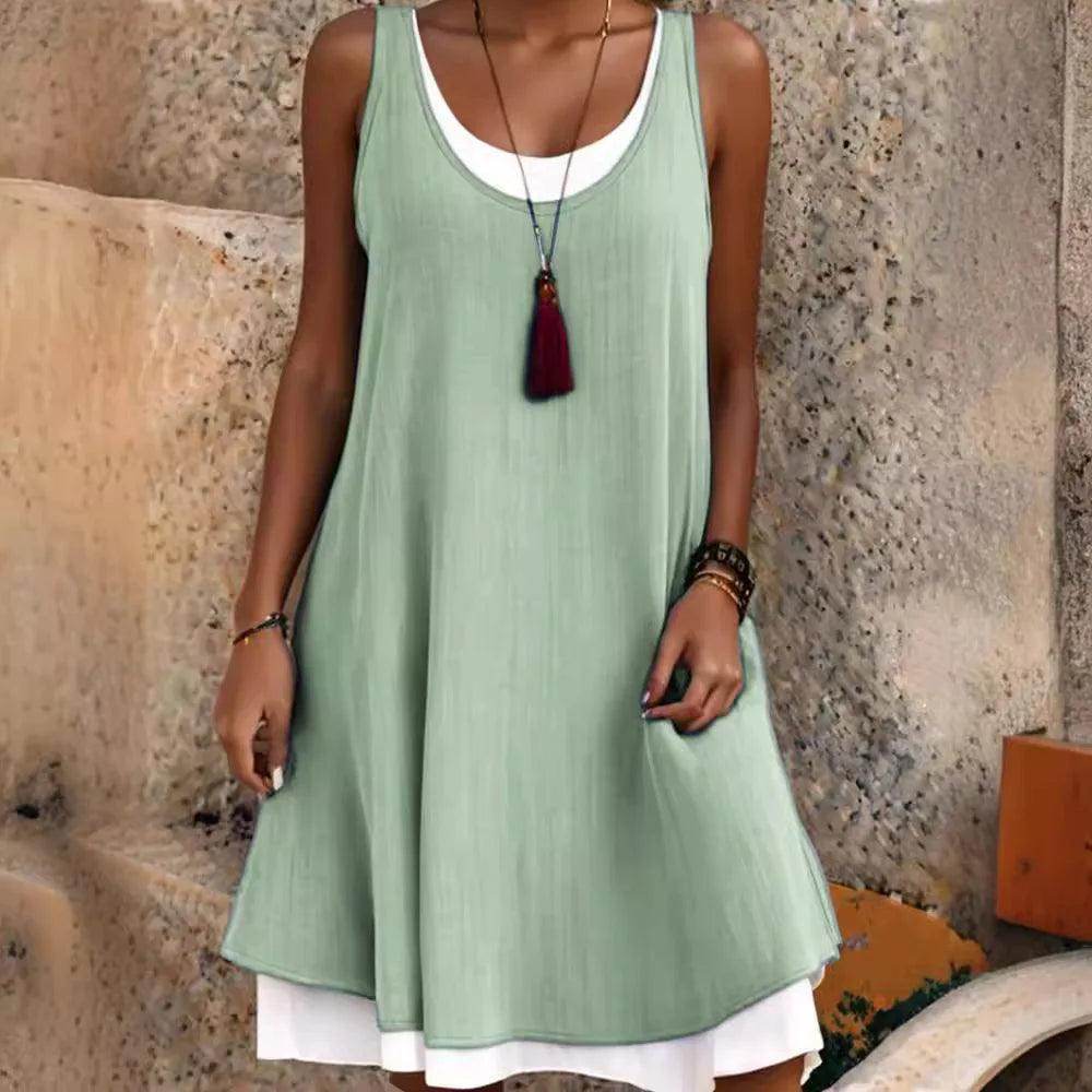 Sleeveless Casual Dress Fake Two Piece Loose Fit - P12 Hub Europe