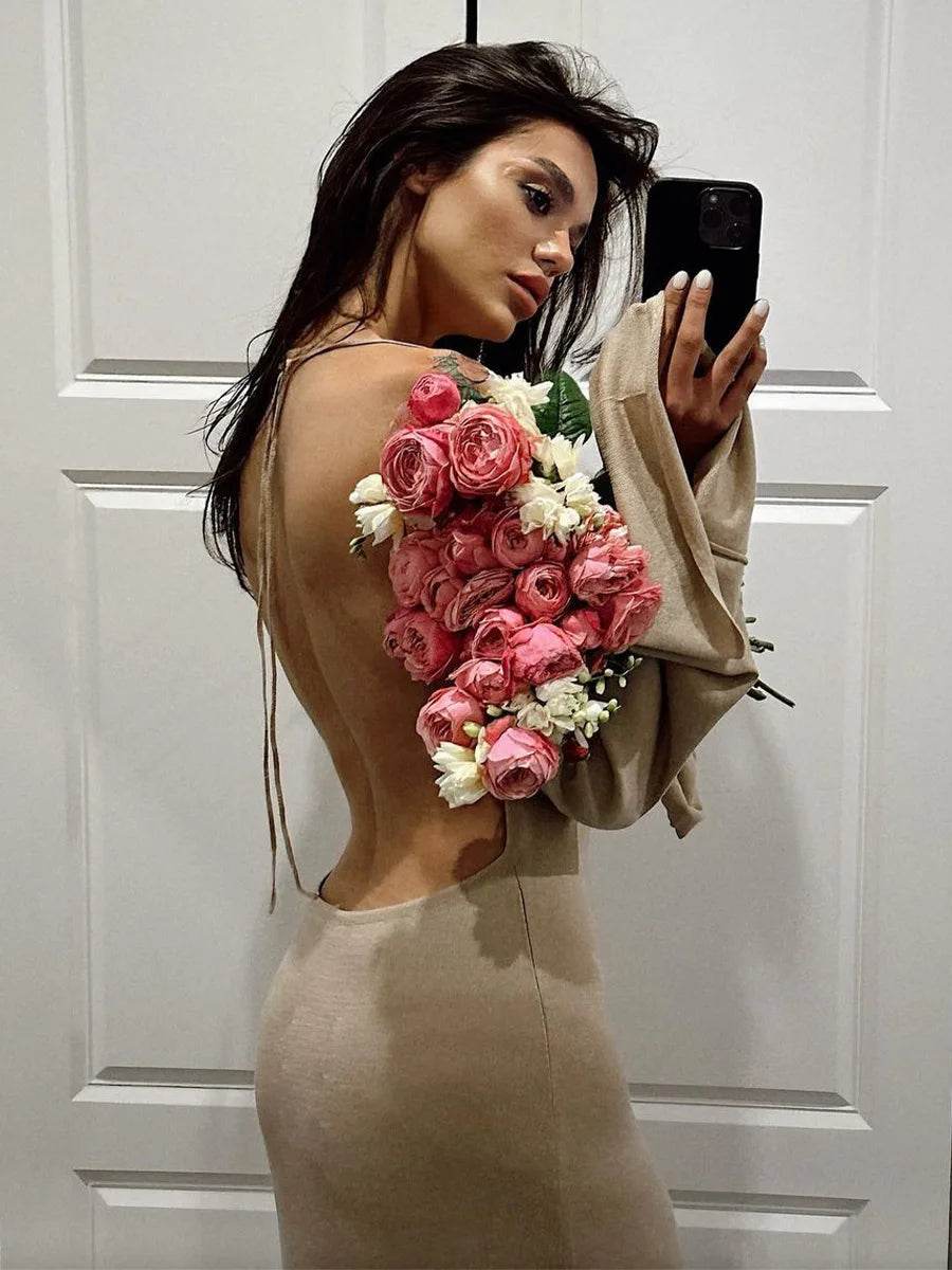 Knitted Backless Bandage Maxi Dress - Sexy Beachwear - P12 Hub Europe