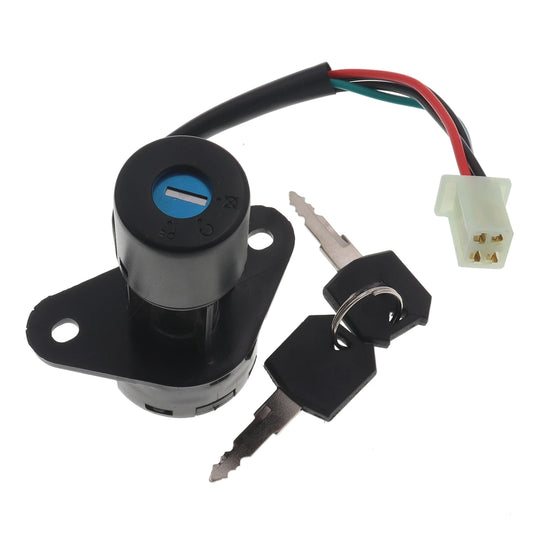 4 Wires Motorcycle Ignition Switch with 2 Keys - Waterproof Universal Keyed Ignition Lock Fit for Suzuki GS125/Honda/Yamaha/ATV