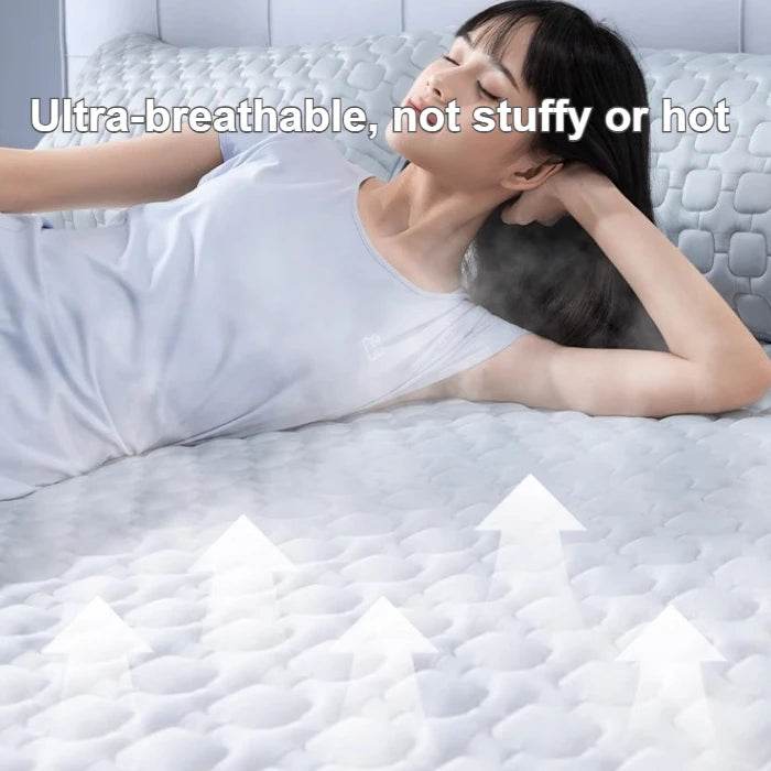 Ice Cooling Bed Sheet Set with Latex Quilted Pillowcases Breathable Summer Bedding Heat Resistant for Single Double Queen Size - P12 Hub Europe