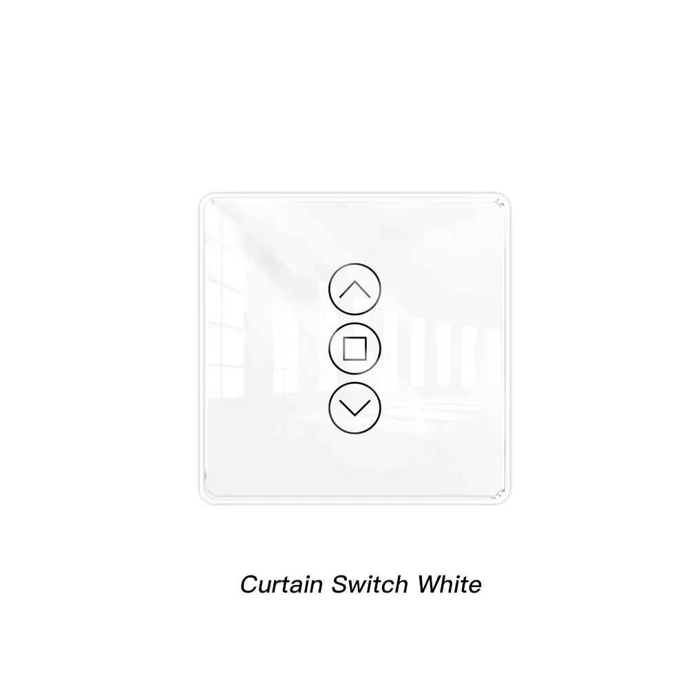 WiFi Smart 2.5D Arc Glass Touch Panel Curtain Switch for Roller Blinds Shutters APP Remote Control Work With Alexa Google Home