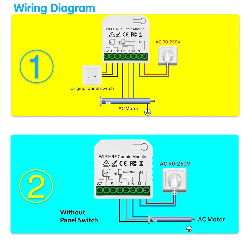 Wifi Rf Curtain Switch Tuya Smart Life Roller Shutter Module 433mhz Transmitter Remote Control Window Blinds Alexa Google Home
